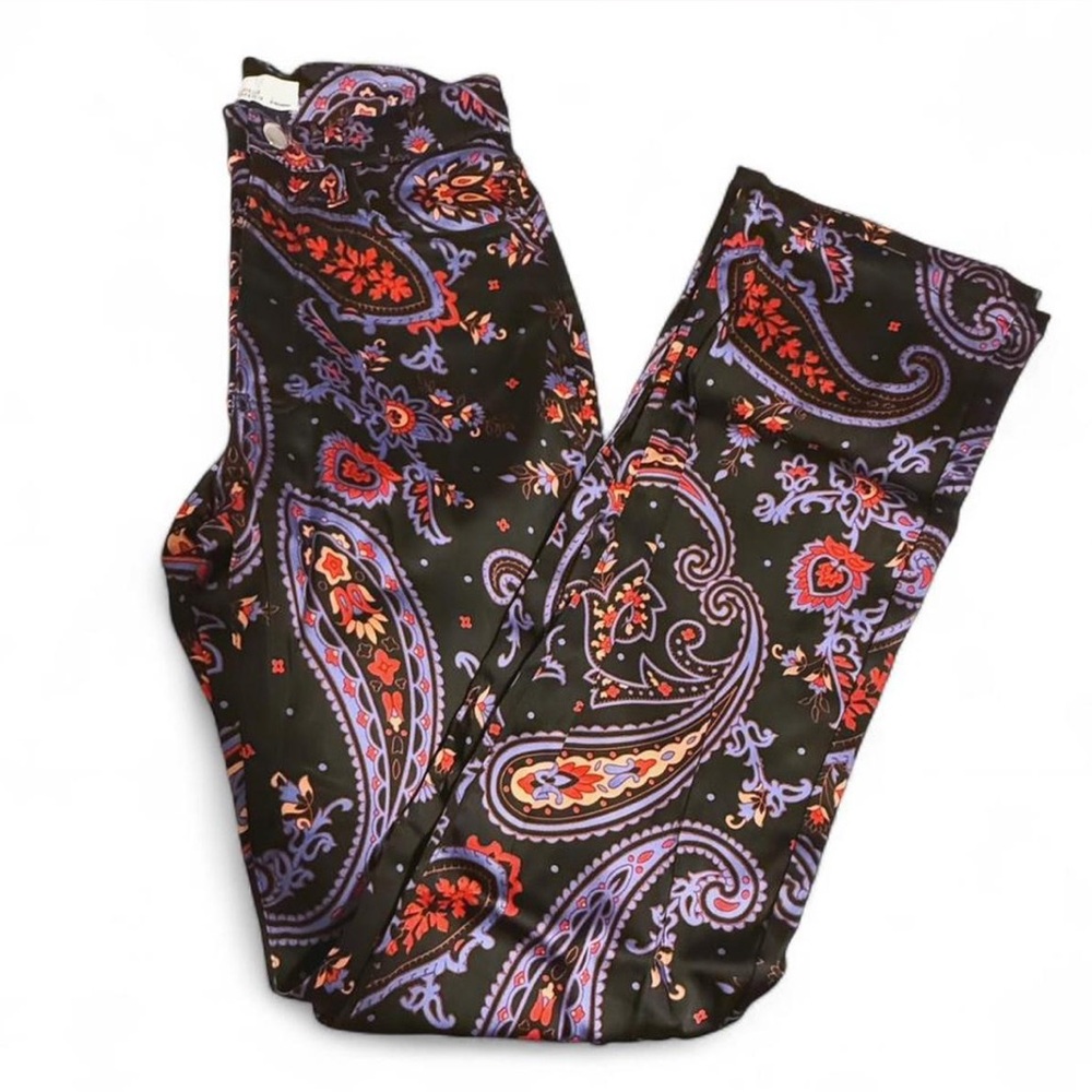 Danielle Bernstein/WeWoreWhat Black and Red Paisley Pants